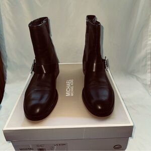 MICAHEL KORS Viola Leather Moto Boot Crystal Embellished Size US 8.5